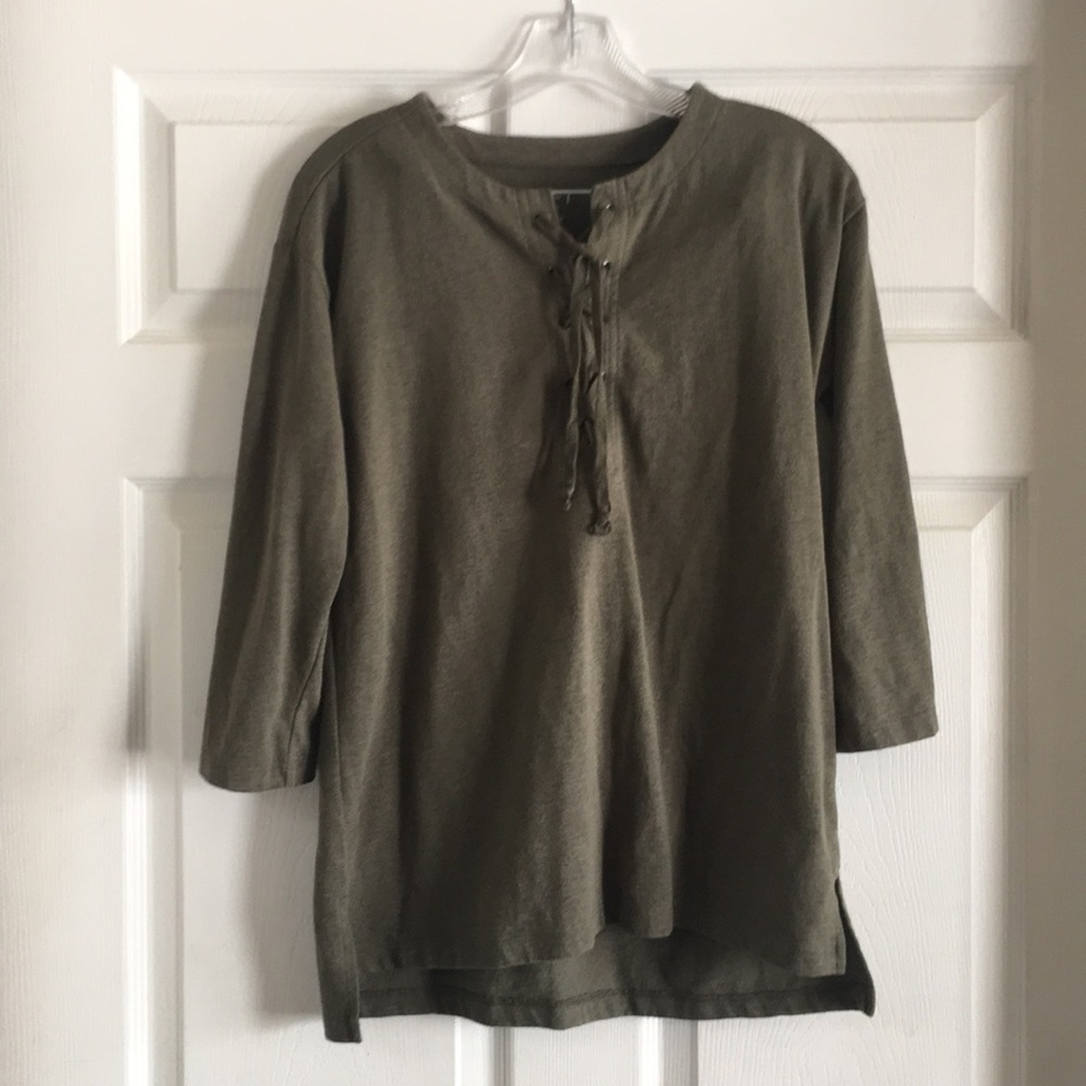 Green tie front shirt